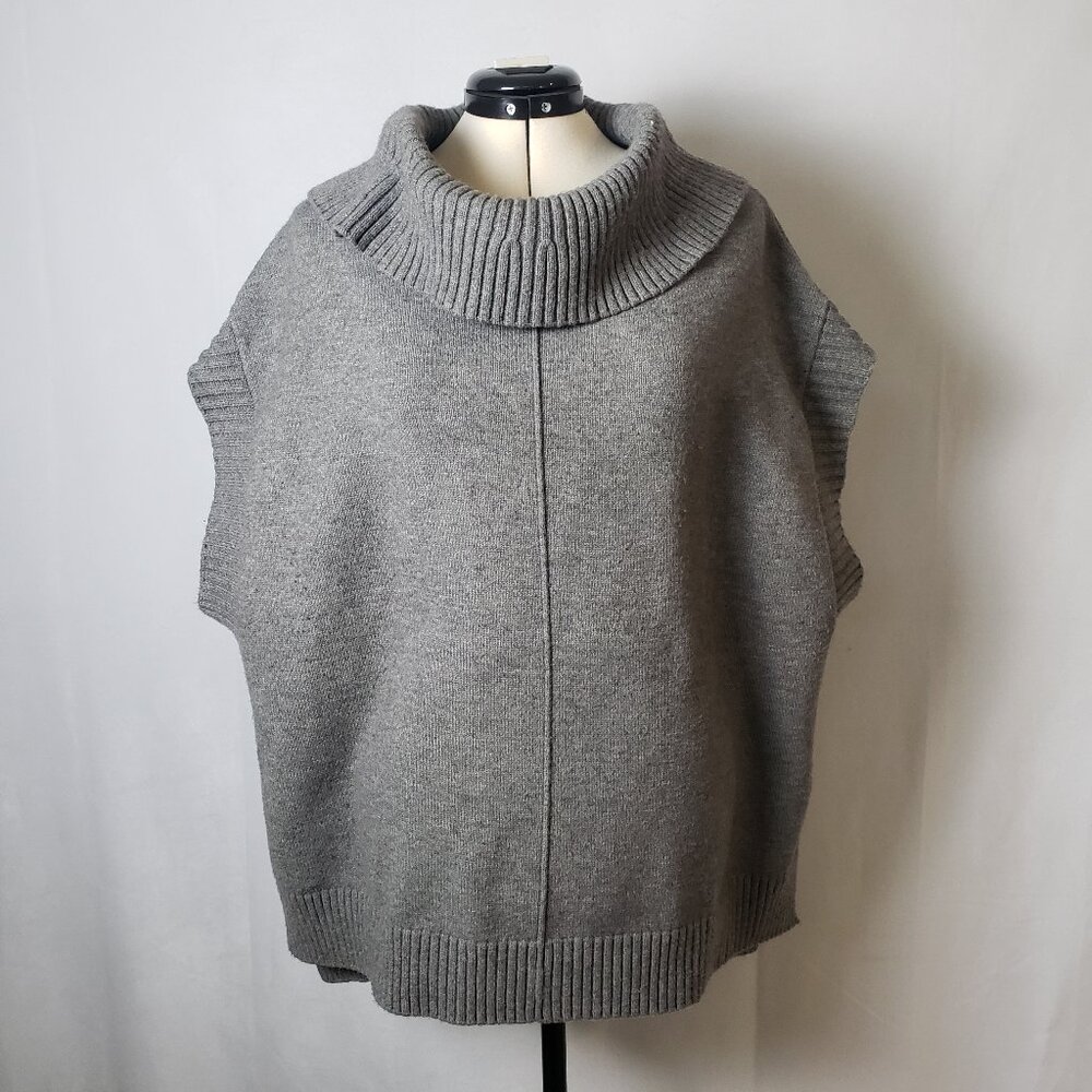MOTH Anthropologie Gray Sleeveless Oversized Cowl Neck Poncho Sweater Size Small